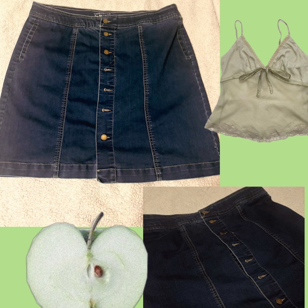 🍏 Vintage Denim Skirt 🍏 Cottagecore Chic 🍏 Size 14W 🍏
